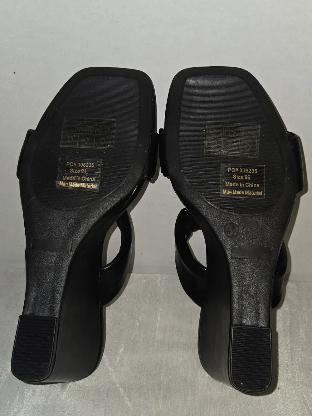 Journee Collection Black Double-Band Wedge Slide Sandals